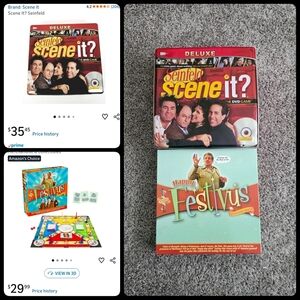 Seinfeld Happy Festivus Board Game + Seinfeld Scene It? Deluxe DVD Game.